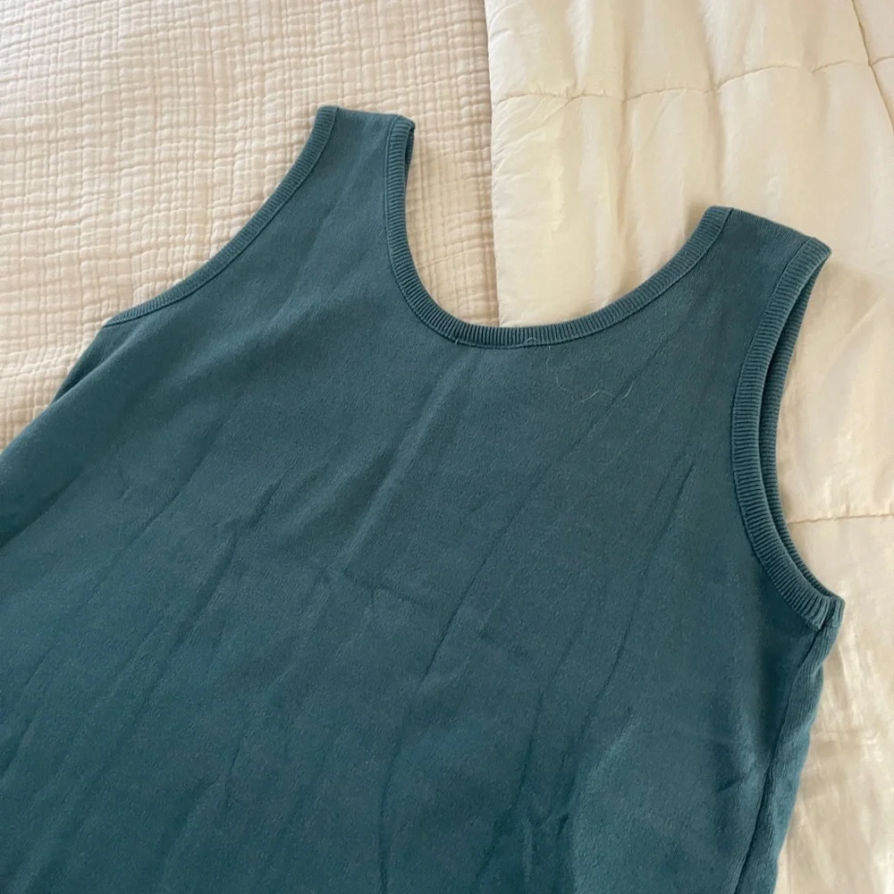 Eileen Fisher Women's 100% cotton tank Top green blue basic classic 90s size 1 - Picture 10 of 11